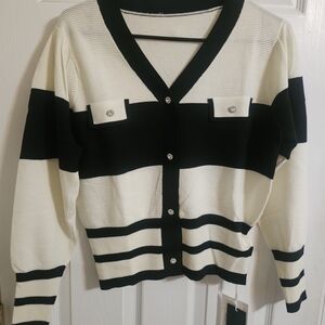 Chic Black and White Women's Cardigan
